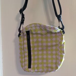 Baggu  Nylon Sports Crossbody Bag Pink And Pistachio Pixel Gingham